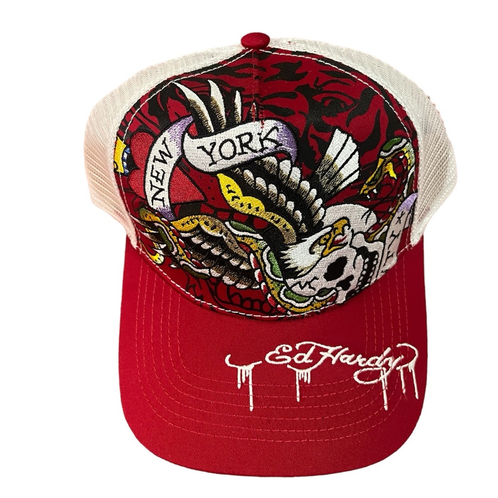 Ed Hardy Embroidered Eagle Trucker Hat
